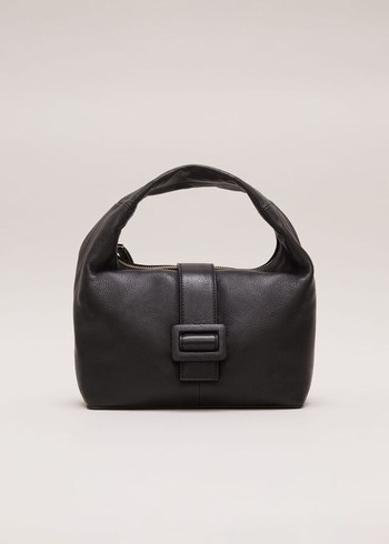 Phase Eight Black Leather Buckle Bags Black Canada | AWISCM-431